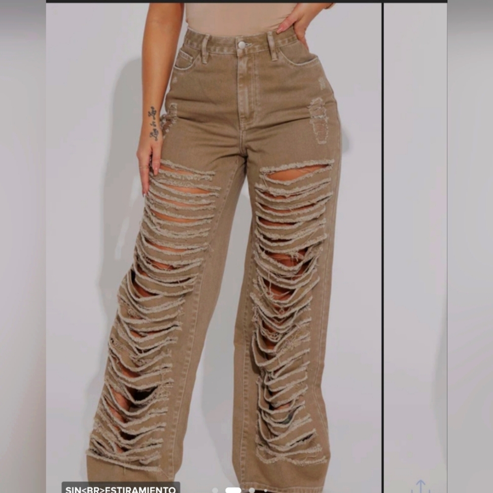 SHEIN BIG DREAMS WIDE LEG RIPPED JEANS SIZE 28 NWT - Picture 3 of 7